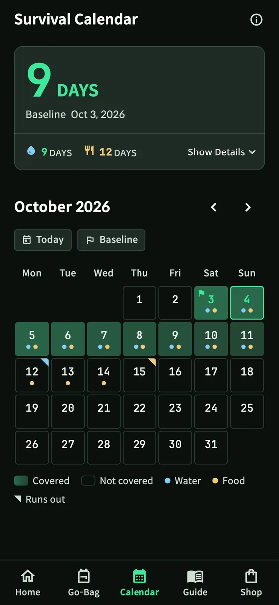 Survival calendar